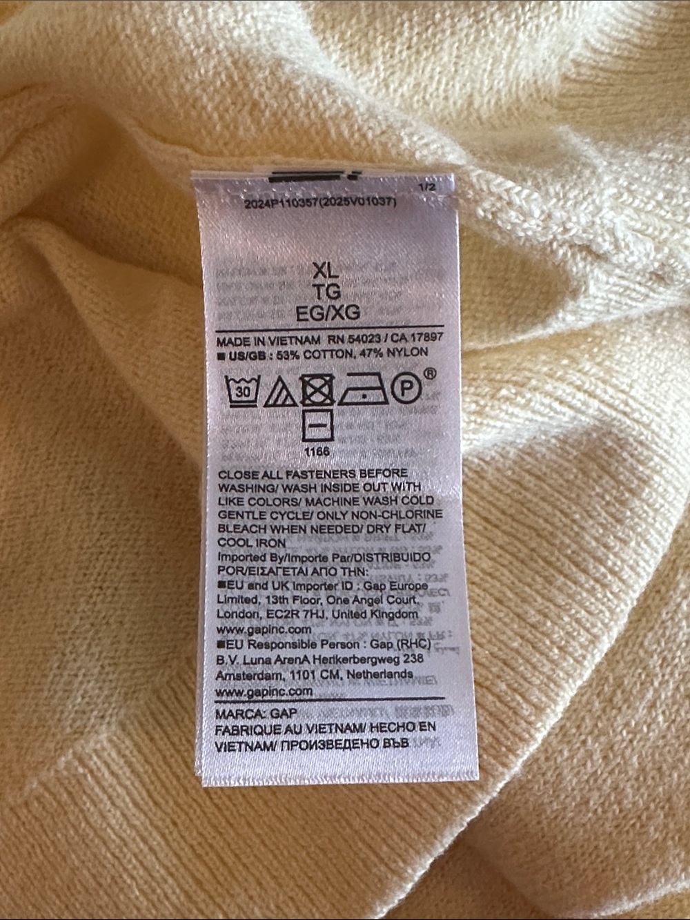 GAP Pale Yellow Cardigan - Size XL - Picture 11 of 11